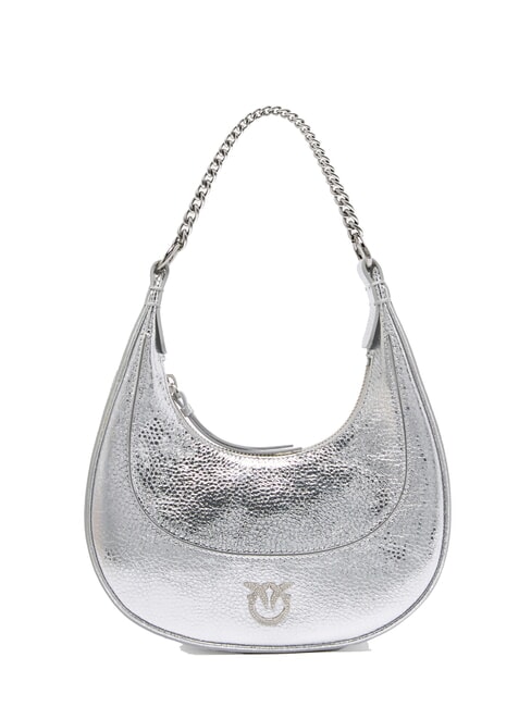 PINKO BRIOCHE Metallic Leather Shoulder Bag shiny silver-nickel - Women’s Bags