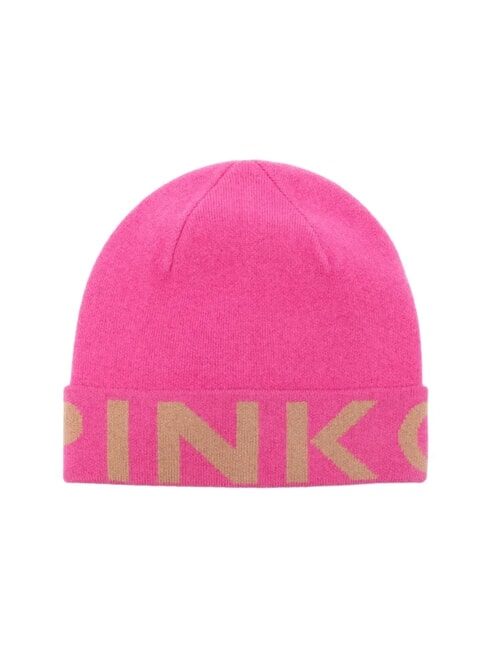 PINKO CALAMARO Jacquard logo cap fuchsia/camel - Hats