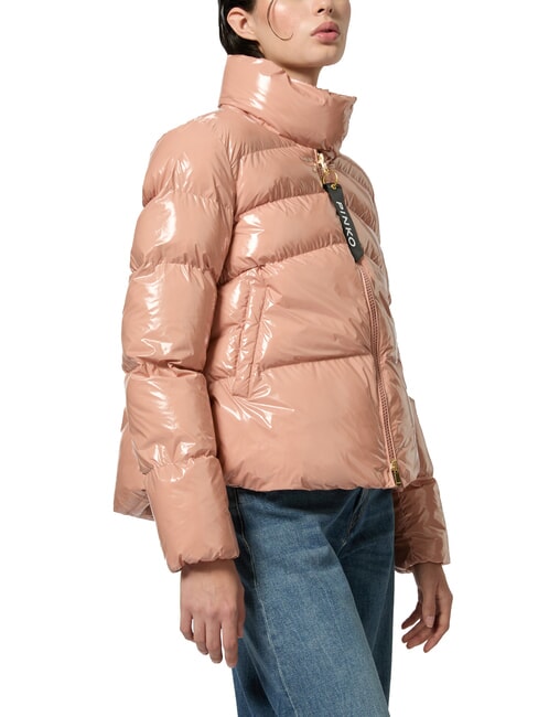 PINKO MIRCO Crystal nylon caban down jacket peach beige - Women's down jackets