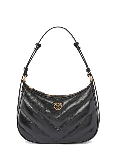 PINKO HALF MOON Laminated leather shoulder bag black-antique gold - Women’s Bags