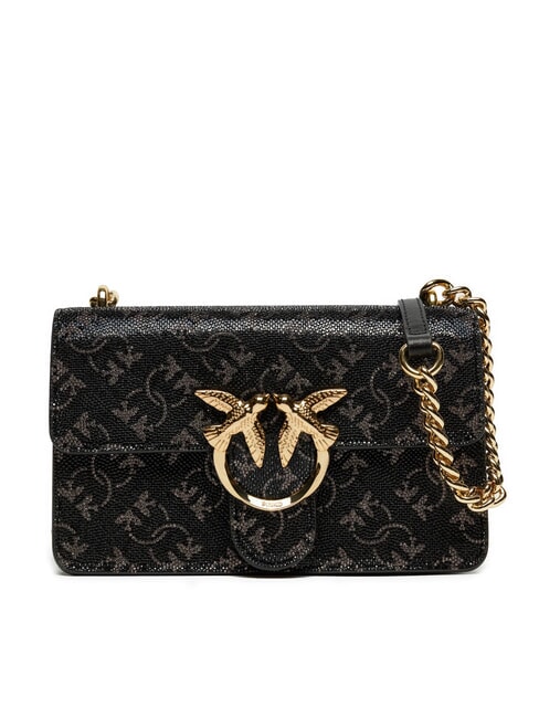 PINKO LOVE ONE MINI Mini bag with all-over logo print black/silver-gold - Women’s Bags