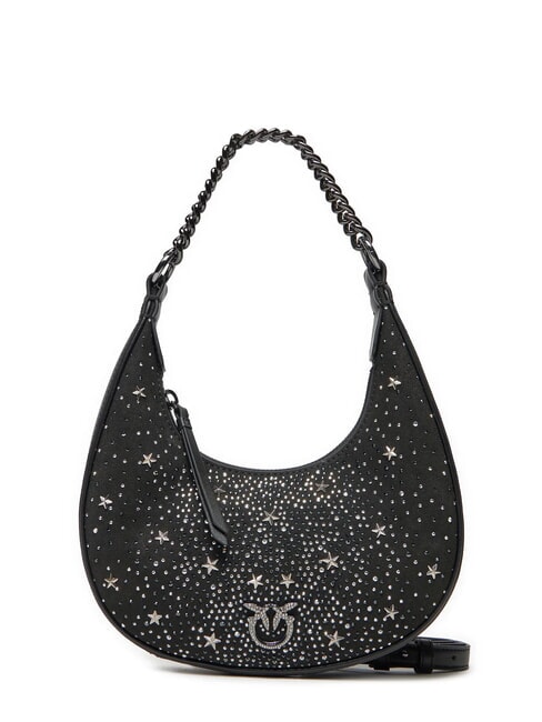 PINKO BRIOCHE Mini bag with stars and rhinestones black limousine-gunmetal - Women’s Bags