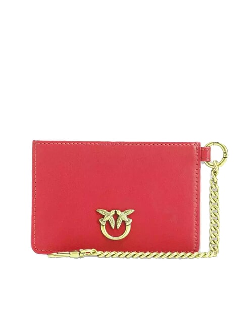 PINKO CARDHOLDER Flat leather card holder red-antique gold - Women’s Wallets