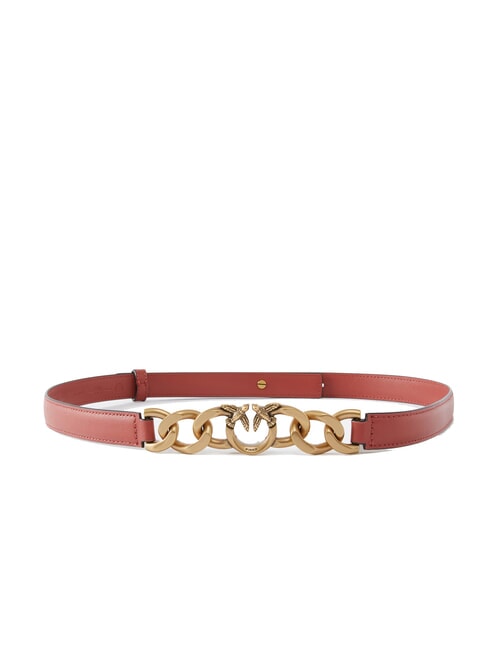 PINKO LOVE MINI Thin leather belt red/black-antique gold - Belts