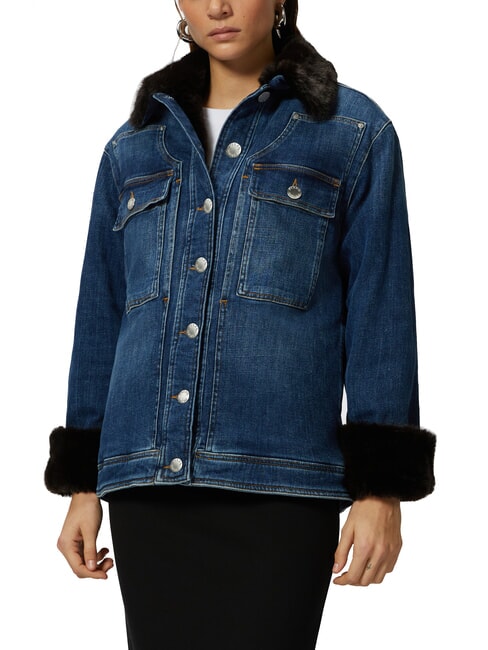 PINKO POP Denim jacket with appliques medium dark vintage wash - Women's Jackets