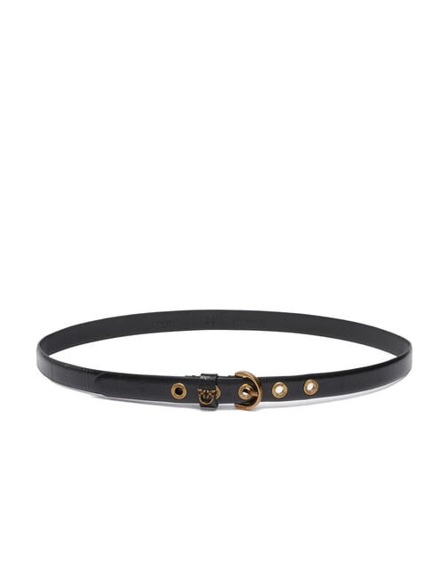 PINKO CUZCO Thin printed leather belt black-antique gold - Belts