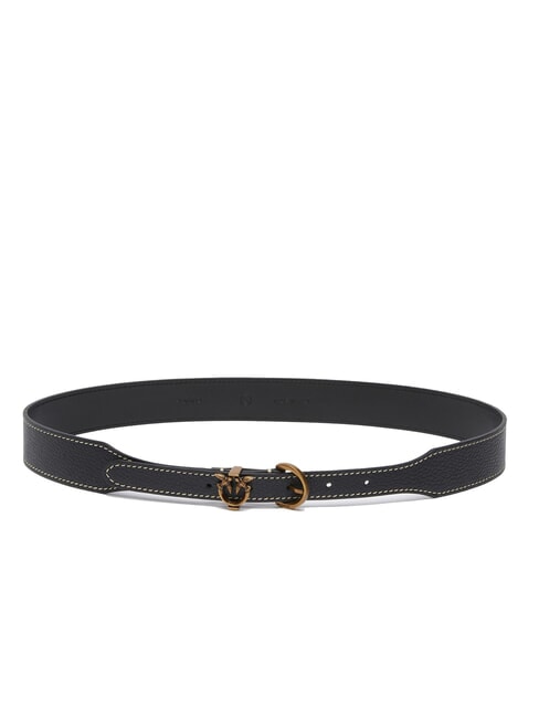 PINKO TAMBORIL Drummed leather belt black-antique gold - Belts