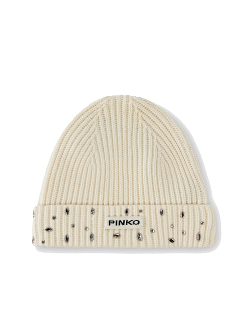 PINKO SERENGETI Crystal beanie hat white meringue - Hats