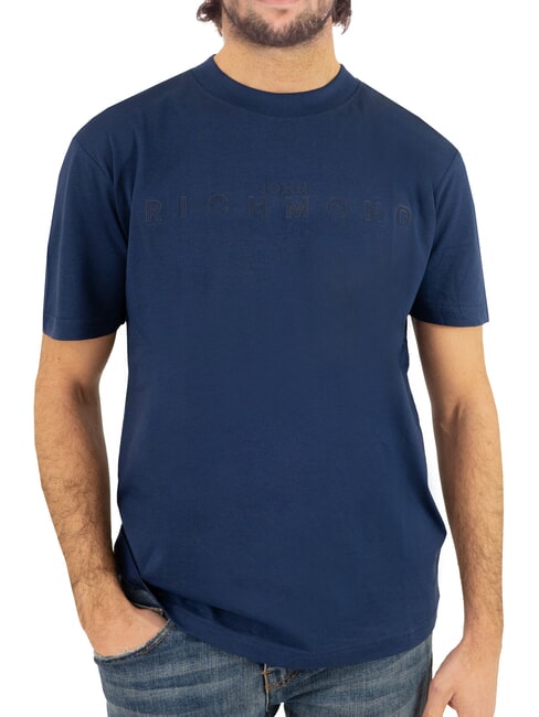 JOHN RICHMOND SOULOKU T-shirt with embossed logo blue medieval - T-shirt