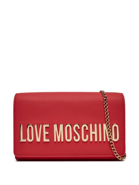 LOVE MOSCHINO GOLD LETTERING Chain Clutch with shoulder strap RED - Women’s Bags