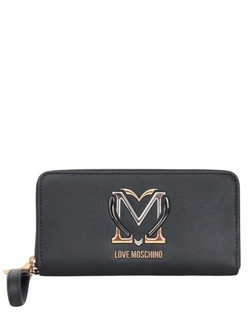 LOVE MOSCHINO COLORFUL HEART Zip Around Wallet Black - Women’s Wallets