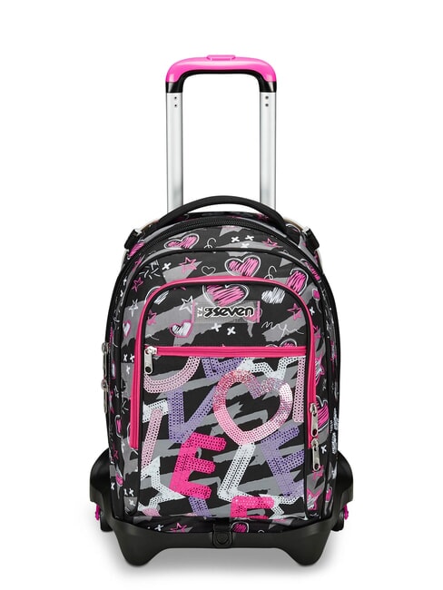 SEVEN JACK + DRAFT HEART Detachable trolley backpack, 3 wheels Black - Backpack trolleys