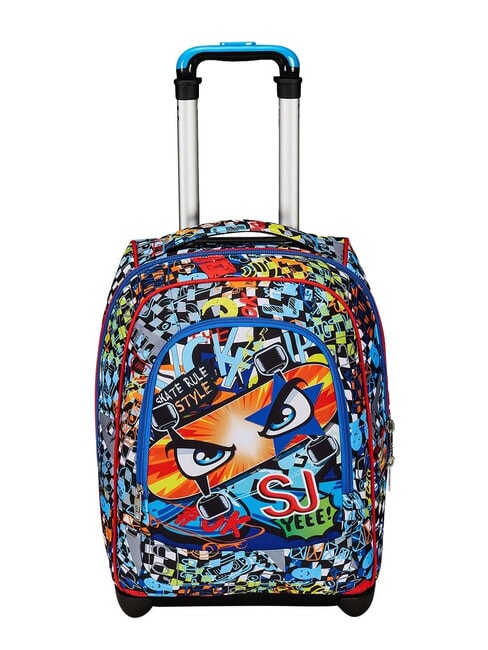 SJGANG FACCE DA SJ! BIG 2-wheel trolley backpack fluffy turquoise - Backpack trolleys