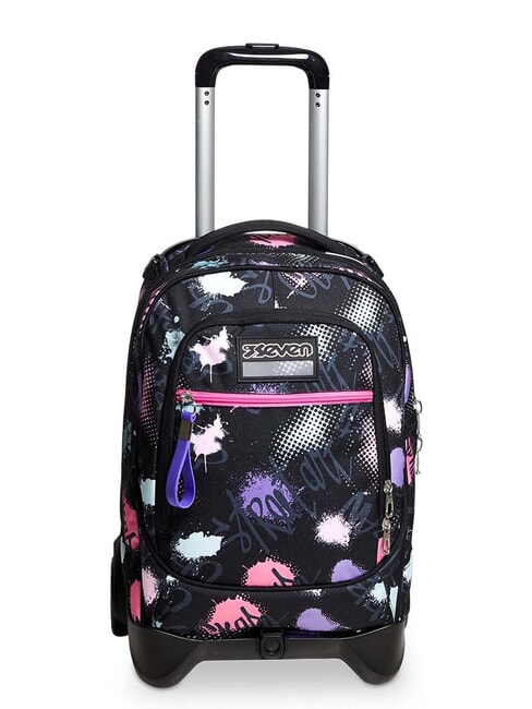 SEVEN NEW TECH PINKYPOIS GIRL Detachable trolley backpack, 2 wheels Black - Backpack trolleys