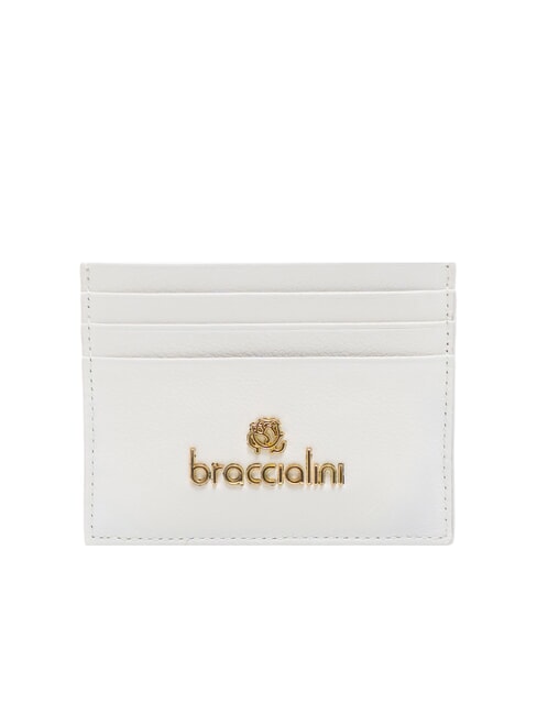 BRACCIALINI BASIC Leather card holder with metal logo white - Women’s Wallets
