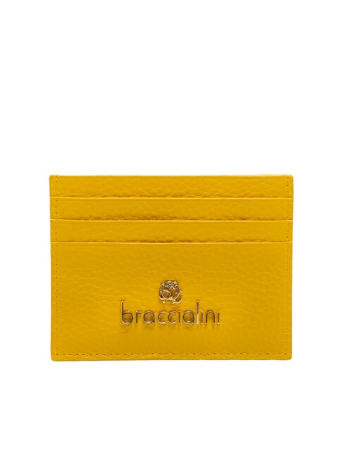 BRACCIALINI BASIC Leather card holder with metal logo yellow - Women’s Wallets