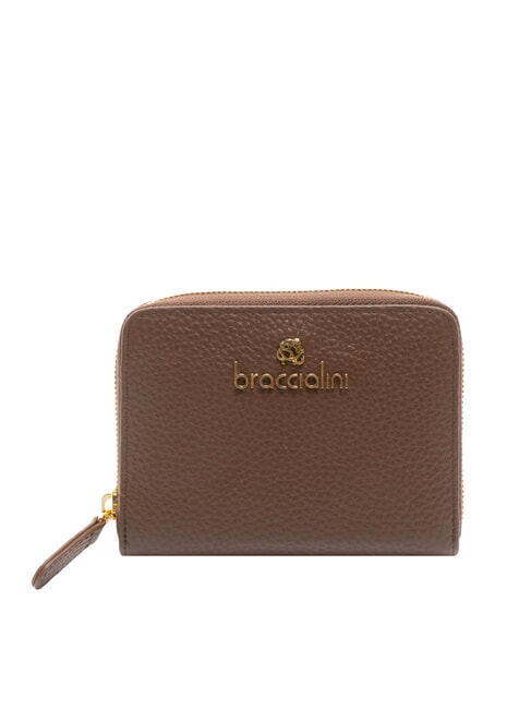 BRACCIALINI BASIC Small leather zip around wallet dark brown - Women’s Wallets