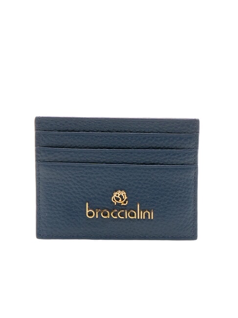 BRACCIALINI BASIC Leather card holder with metal logo blue - Women’s Wallets