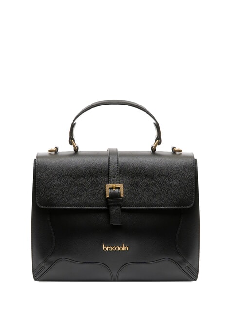 BRACCIALINI HELLEN Leather briefcase bag with buckle black - Women’s Bags
