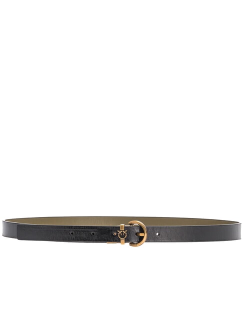 PINKO LOVE Reversible leather belt black/green-antique gold - Belts