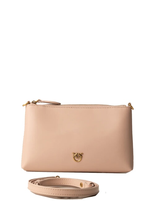 PINKO FLAT Leather clutch bag, with shoulder strap powder-antique gold - Women’s Bags