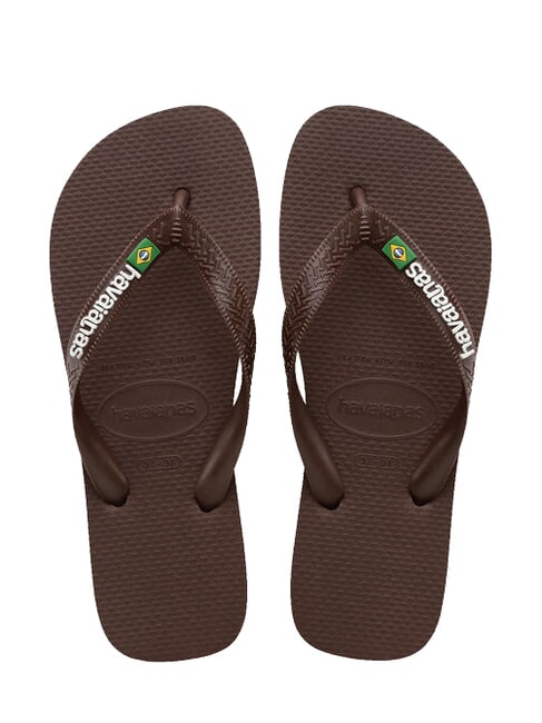 HAVAIANAS BRASIL LOGO Men's flip flops dark brown/white - Unisex shoes