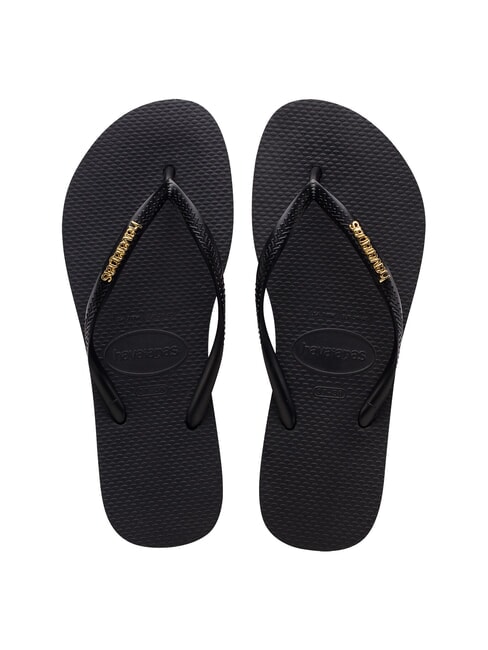 HAVAIANAS SLIM LOGO Flip flops black/gold - Women’s shoes