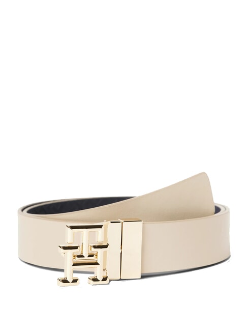 TOMMY HILFIGER TH LOGO Reversible leather belt desert khaki melange - Belts