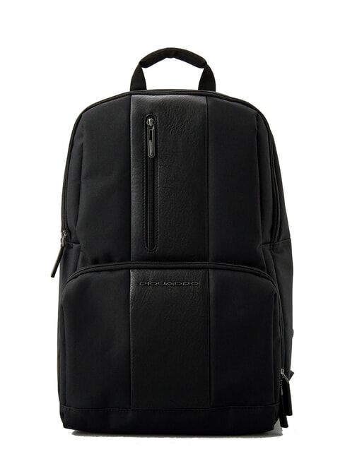 PIQUADRO BRIEF ECOLOGICA TECH Recycled fabric backpack with USB plate, 15.6" laptop holder Black - Laptop backpacks