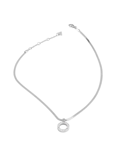 GUESS CIRCLE LIGHTS Pendant Necklace SILVER - Necklaces
