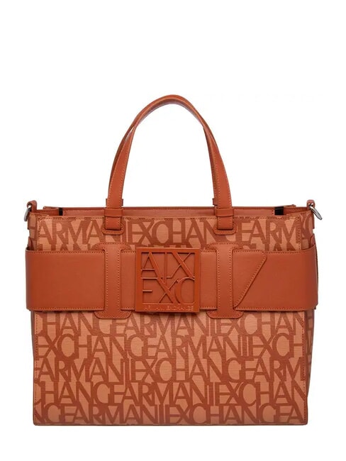 ARMANI EXCHANGE LOGO ALL OVER Hand bag with shoulder strap cam. roses/car. cafe - Women’s Bags
