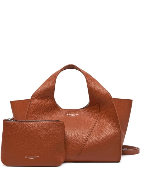 GIANNI CHIARINI EUFORIA Hammered leather shoulder bag caramel-sand - Women’s Bags