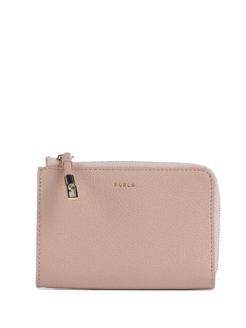 FURLA GOCCIA Leather card holder with zip face powder - Women’s Wallets