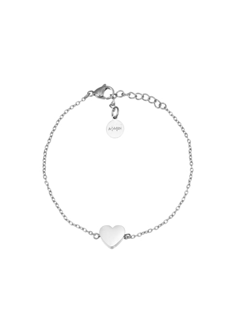 AMEN ACCIAIO Steel bracelet with heart silver - Bracelets