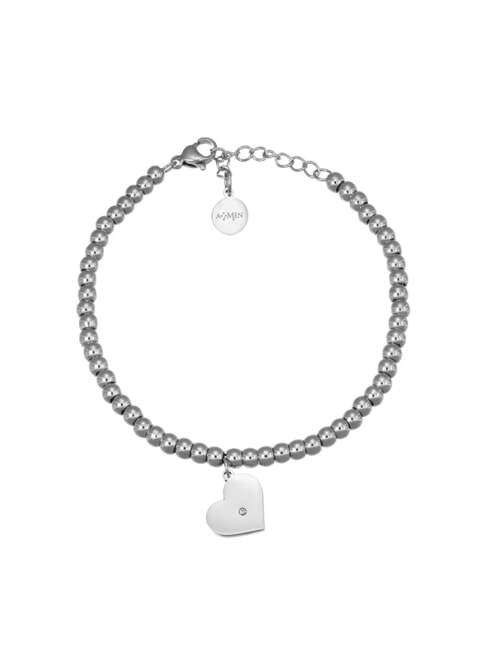 AMEN ACCIAIO Bracelet with heart and crystal silver - Bracelets