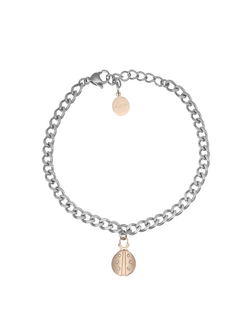 AMEN ACCIAIO Chain bracelet with ladybug steel/roses - Bracelets