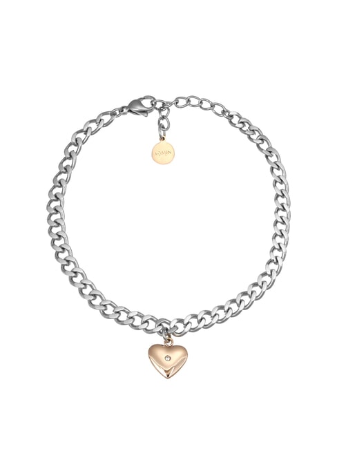 AMEN ACCIAIO Chain bracelet with heart steel/roses - Bracelets