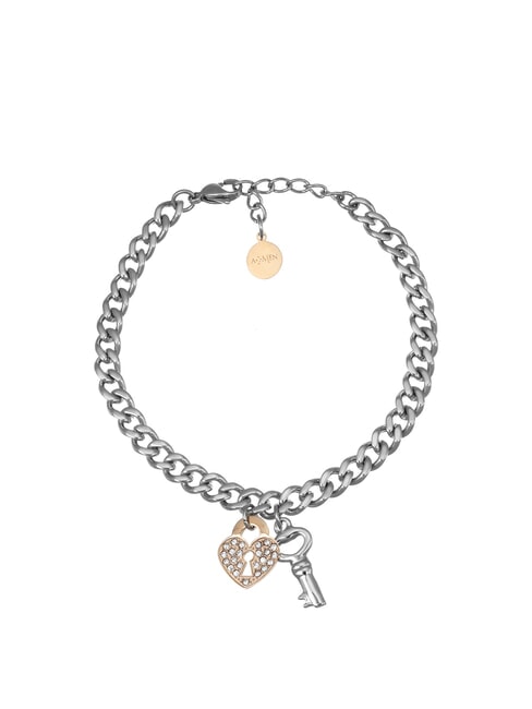 AMEN ACCIAIO Key Lock Chain Bracelet steel/roses - Bracelets