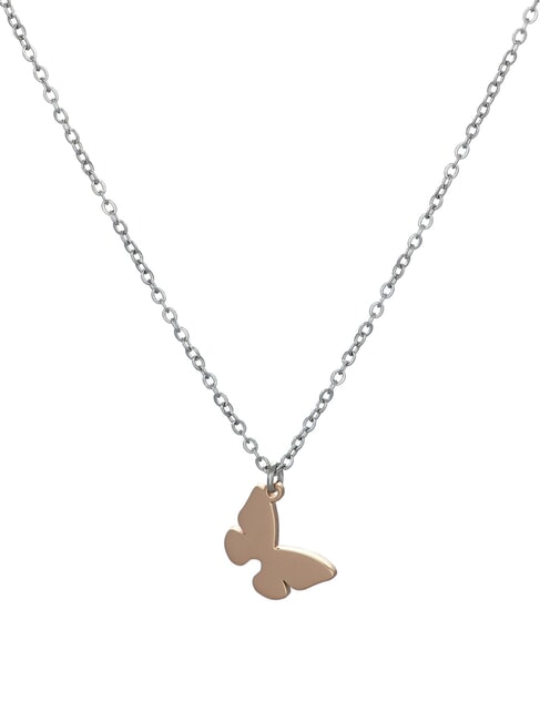 AMEN ACCIAIO Butterfly Necklace steel/roses - Necklaces