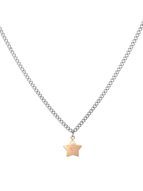 AMEN ACCIAIO Star chram necklace steel/roses - Necklaces
