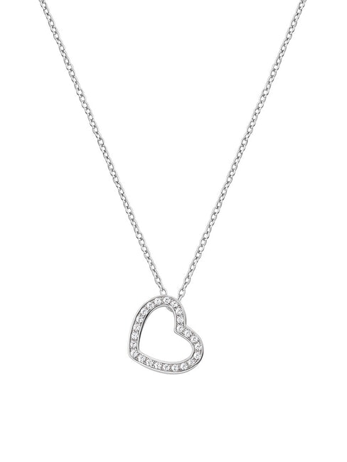 AMEN DIAMONDS Silver heart necklace with zirconia rhodium - Necklaces