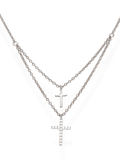 AMEN DIAMONDS Two crosses silver necklace rhodium - Necklaces
