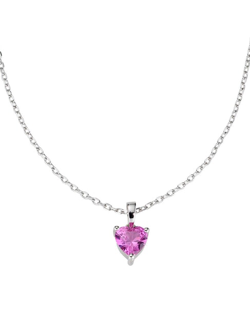 AMEN AMORE Colorful heart pendant necklace rhodium - Necklaces