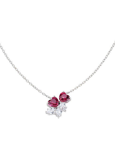 AMEN AMORE Two hearts necklace with zirconia rhodium - Necklaces