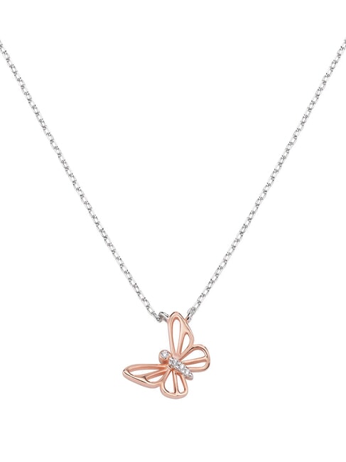 AMEN COCCOLE LUXURY Butterfly and zirconia necklace rhodium - Necklaces
