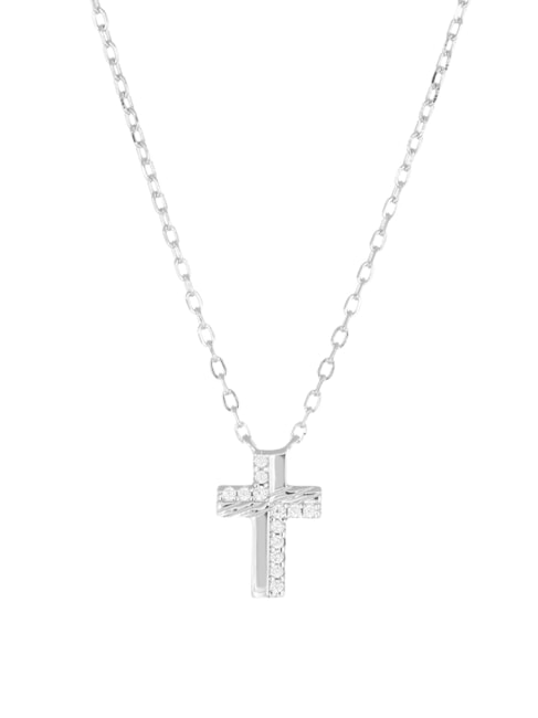 AMEN CROCI Cross Pendant Necklace rhodium - Necklaces
