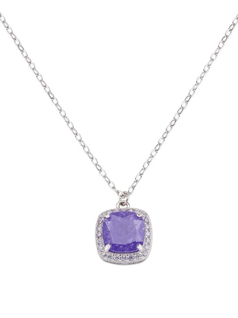 AMEN ICY DIAMONDS Square Pendant Necklace rhodium - Necklaces