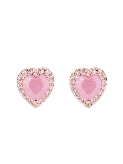AMEN ICY DIAMONDS Heart earrings with stone rose - Earrings