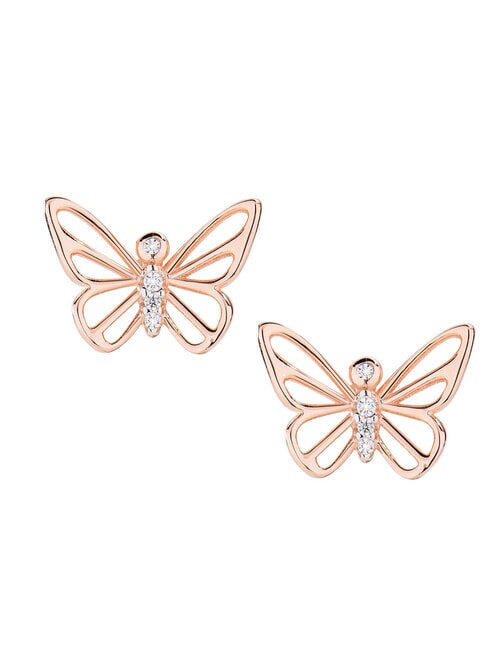 AMEN ANIMALIER LUXURY Butterfly earrings rhodium/rosš - Earrings