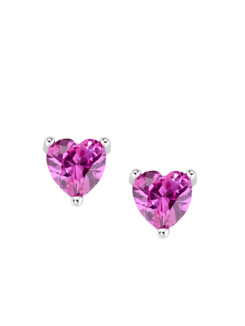 AMEN AMORE Colorful zirconia heart earrings rhodium - Earrings